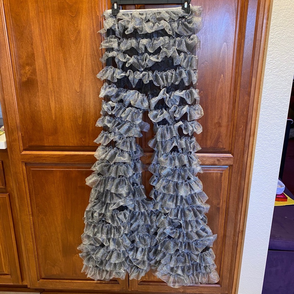 Kikiriki ruffle flared silver pants size S - Picture 2 of 4